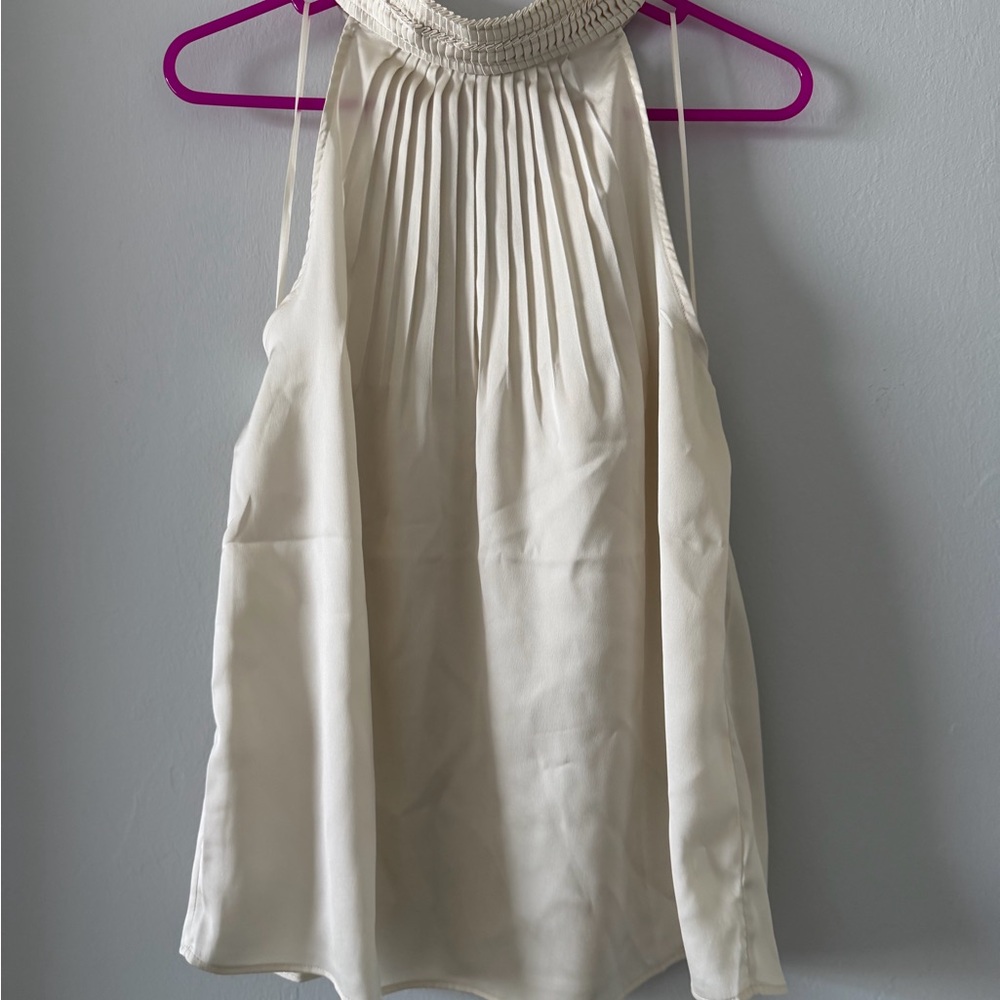 Catherine Malandrino Cream Pleated Halter Camisole